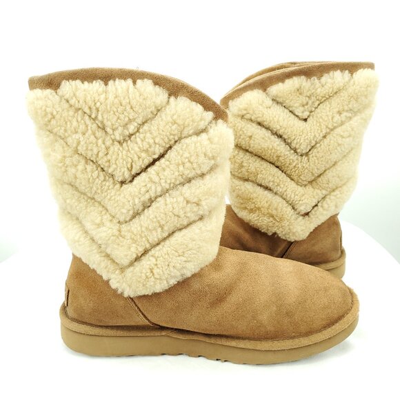 UGG Tania Genuine Shearling Pull On Winter Boots 9/40/Tan - Picture 9 of 12